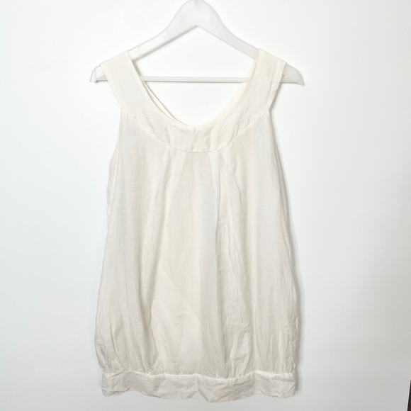 Graham & Spencer White Cotton Voile Tunic Top Pockets & Hem Band Size P - Picture 1 of 8